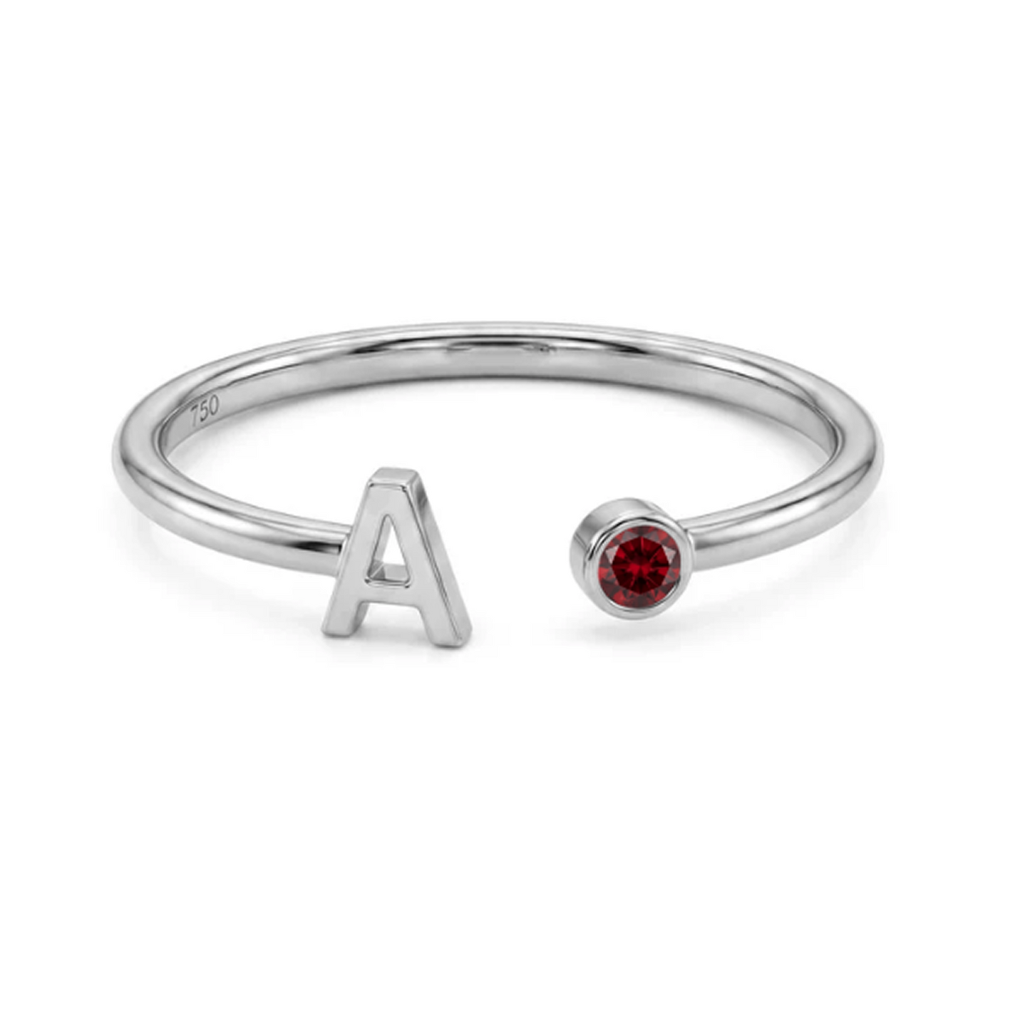 Adjustable Initial & Birthstone Ring