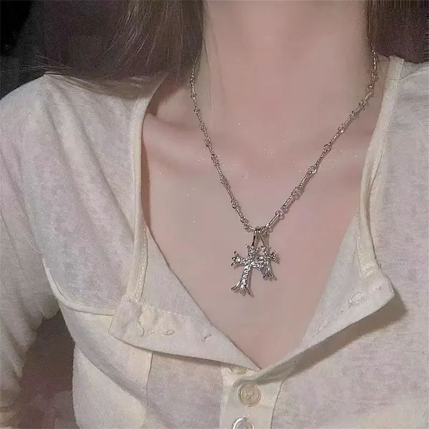 Double Cross Necklace
