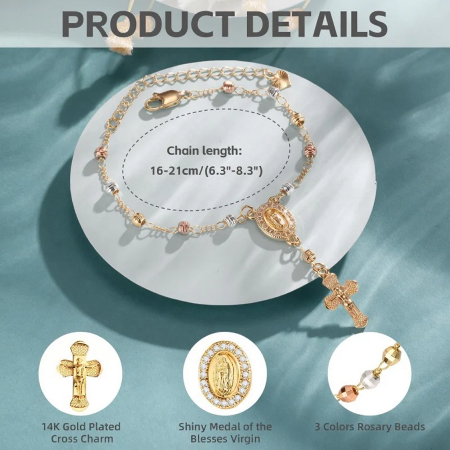 Virgin Mary Cross Bracelet