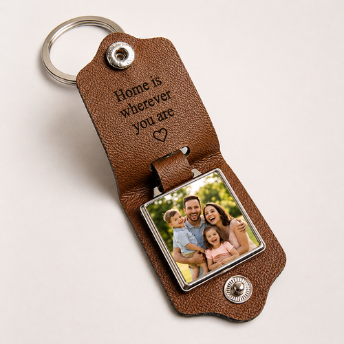 Custom Photo Keychain with Engraved Text