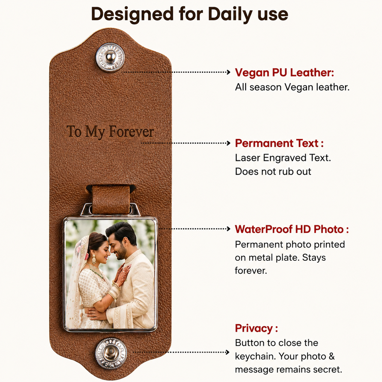 Custom Photo Keychain with Engraved Text