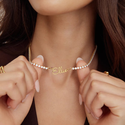 Personalized Signature Tennis Necklace