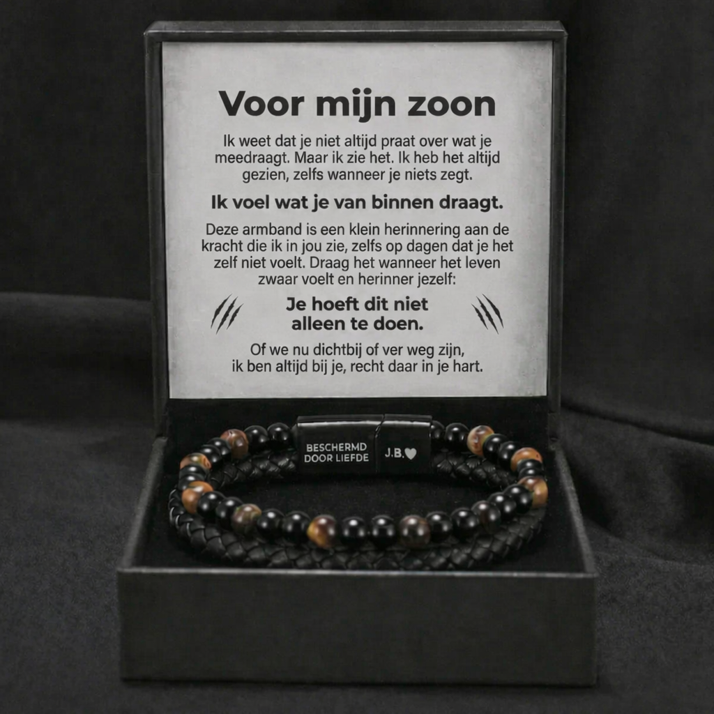 Schild voor mijn zoon – Tijgeroogarmband