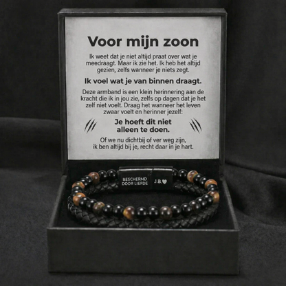 Schild voor mijn zoon – Tijgeroogarmband