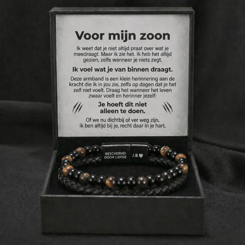 Schild voor mijn zoon – Tijgeroogarmband