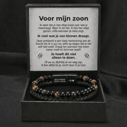 Schild voor mijn zoon – Tijgeroogarmband
