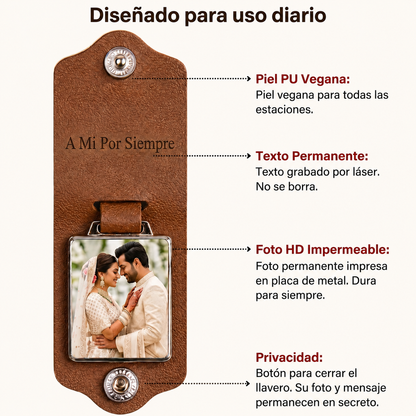 Llavero con foto personalizado y texto grabado
