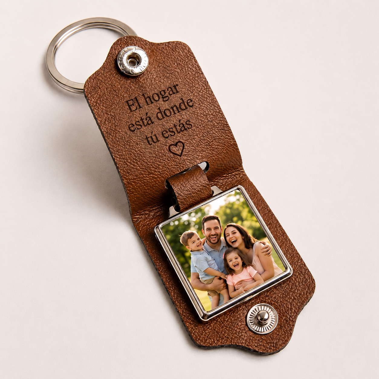 Llavero con foto personalizado y texto grabado