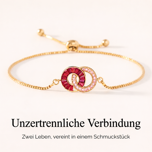 Geburtssteinarmband mit zwei verbundenen Ringen
