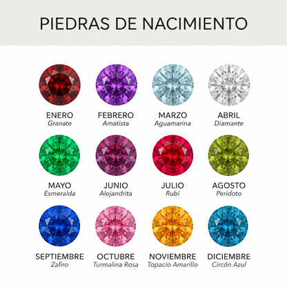 Anillo Ajustable con Inicial y Piedra de Nacimiento