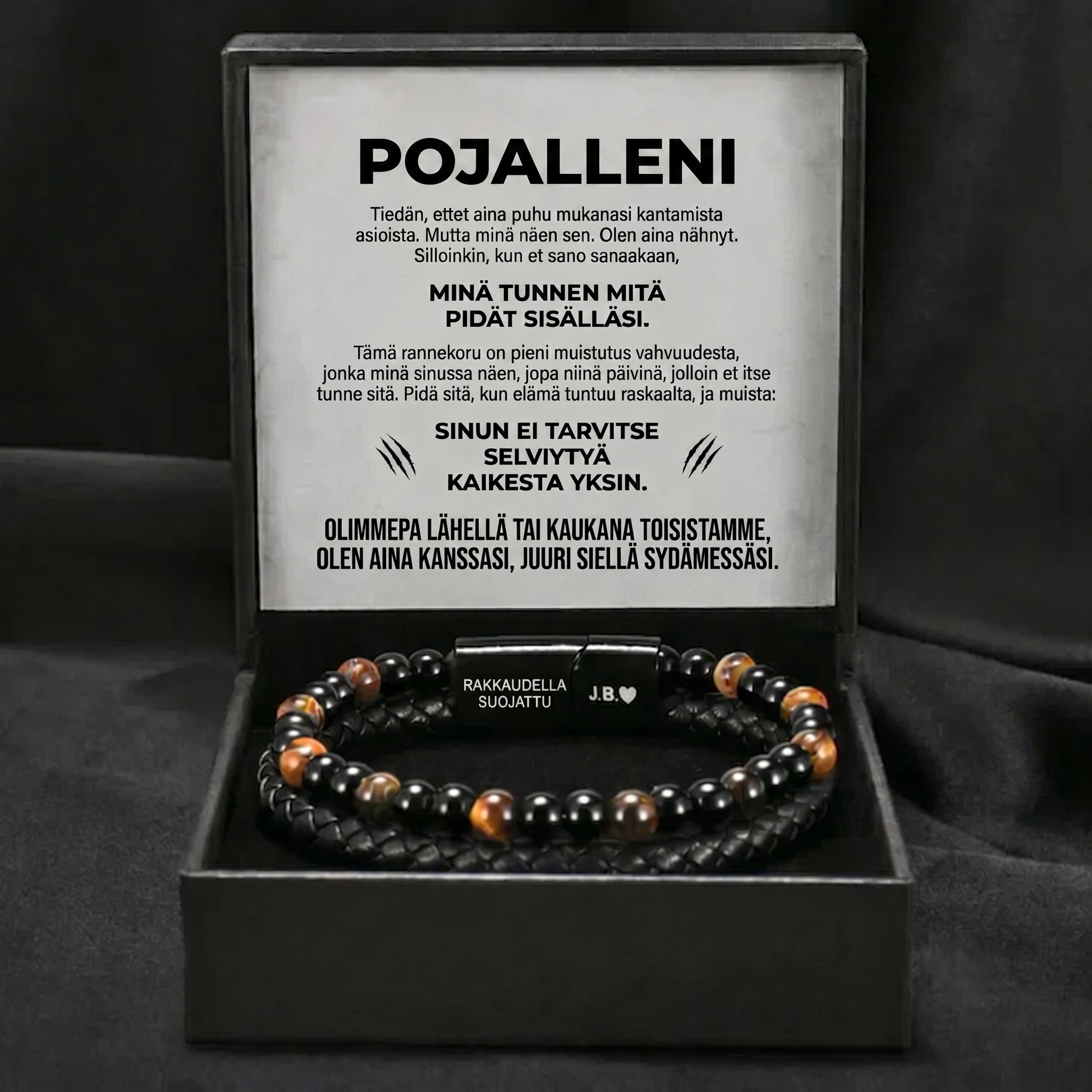 Poikani kilpi – tiikerinsilmä-rannekoru