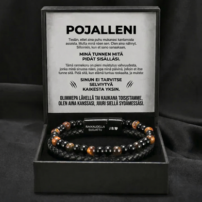 Poikani kilpi – tiikerinsilmä-rannekoru
