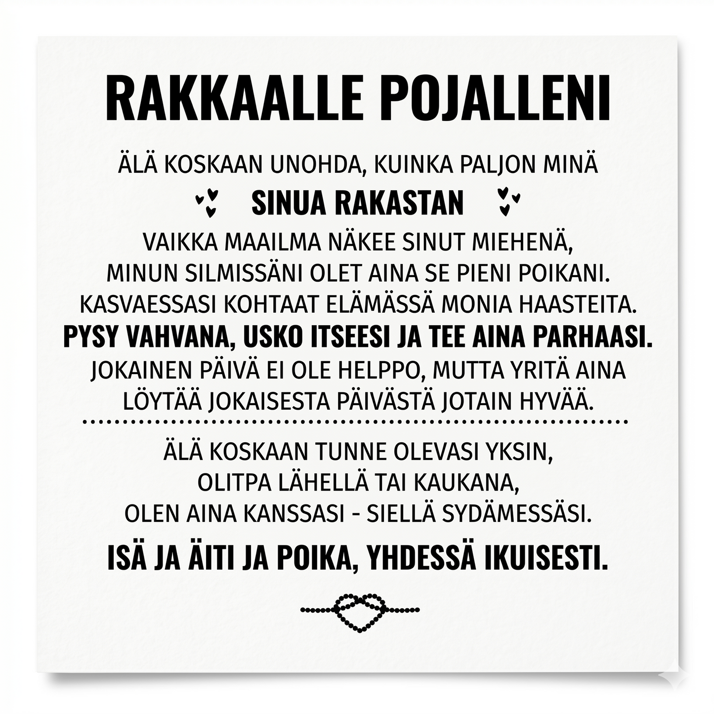Kaiverrettu Rannekoru Pojallesi