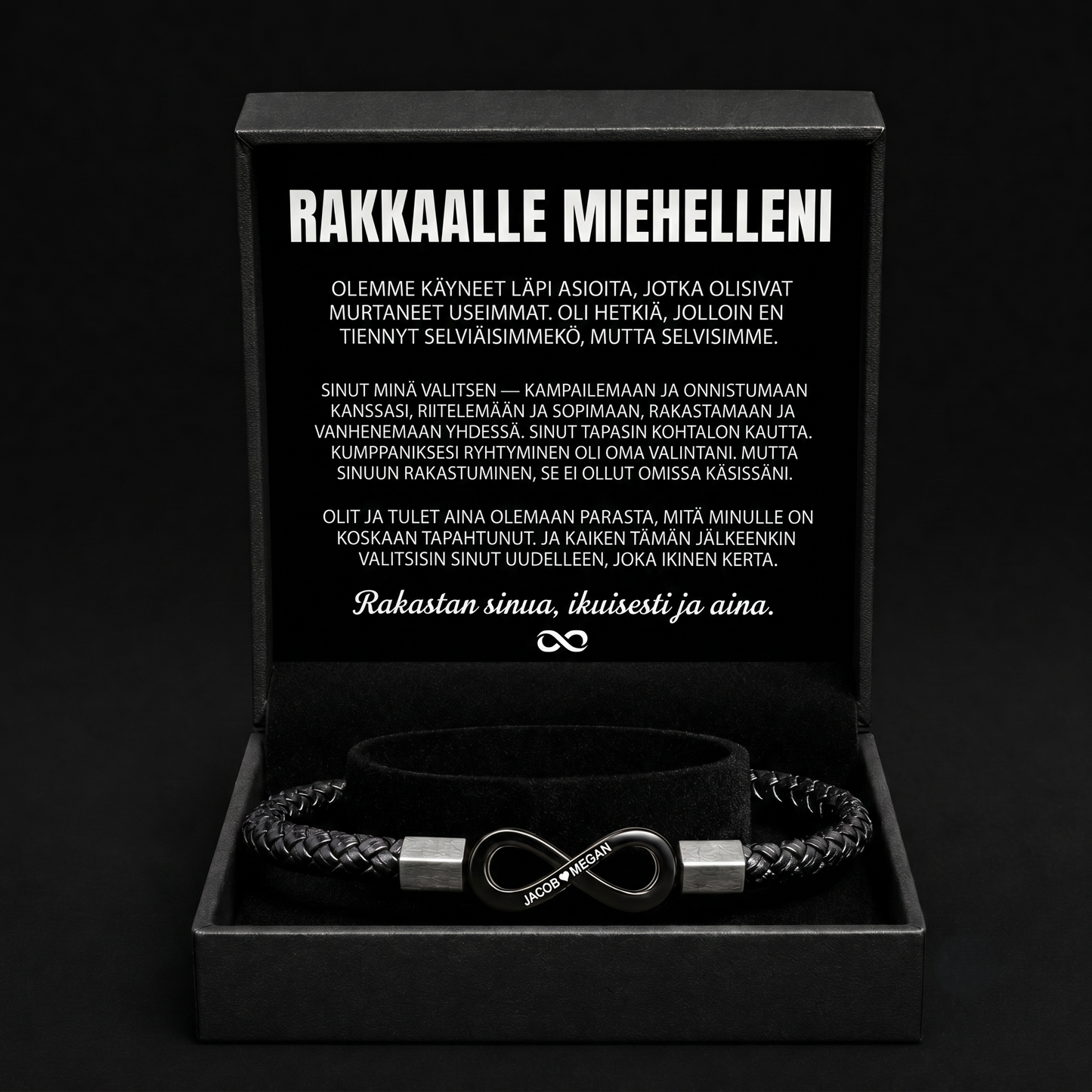 Yksilöity rannekoru miehelleni