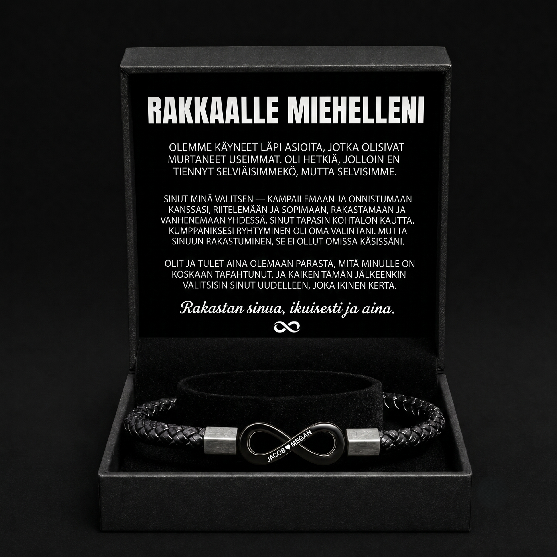 Yksilöity rannekoru miehelleni