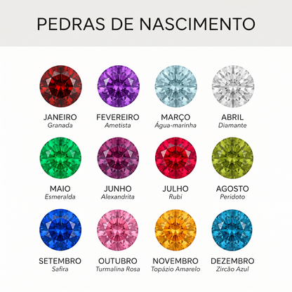 Anel Ajustável com Inicial e Pedra de Nascimento