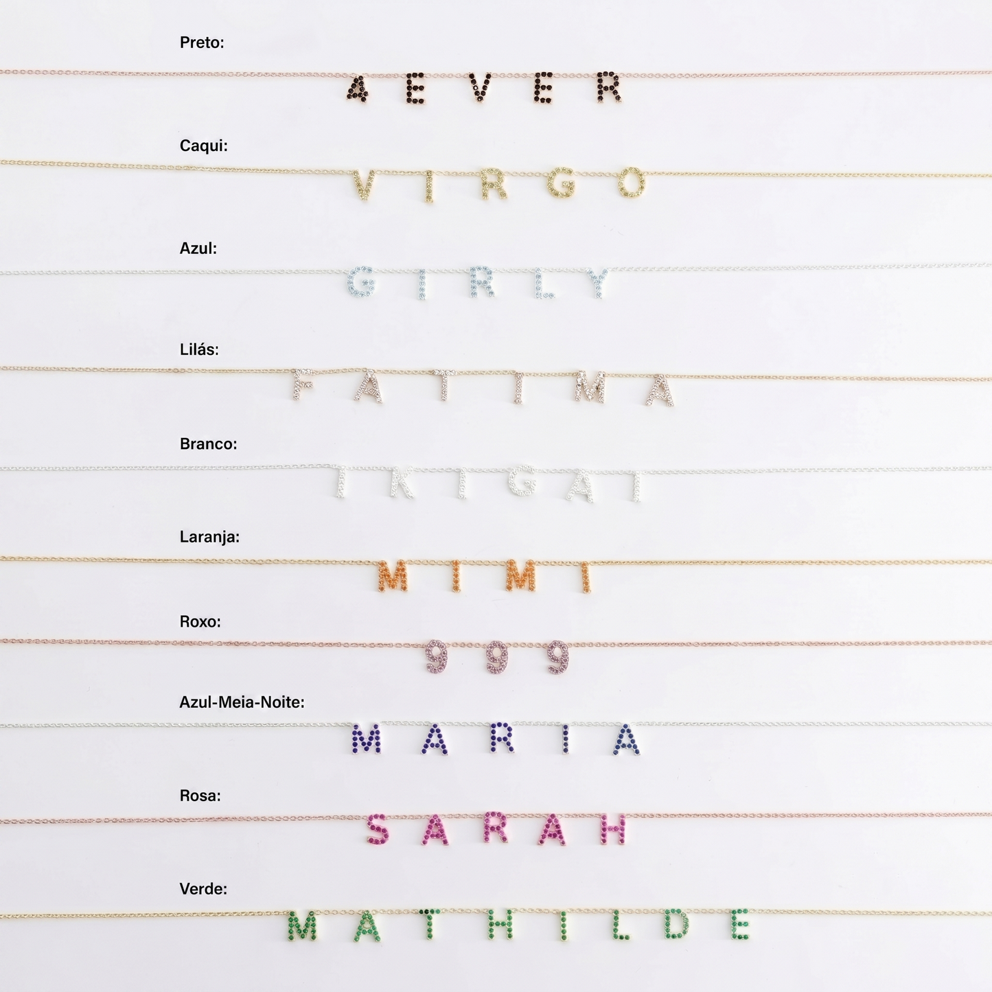 Colar de Nome com Diamantes