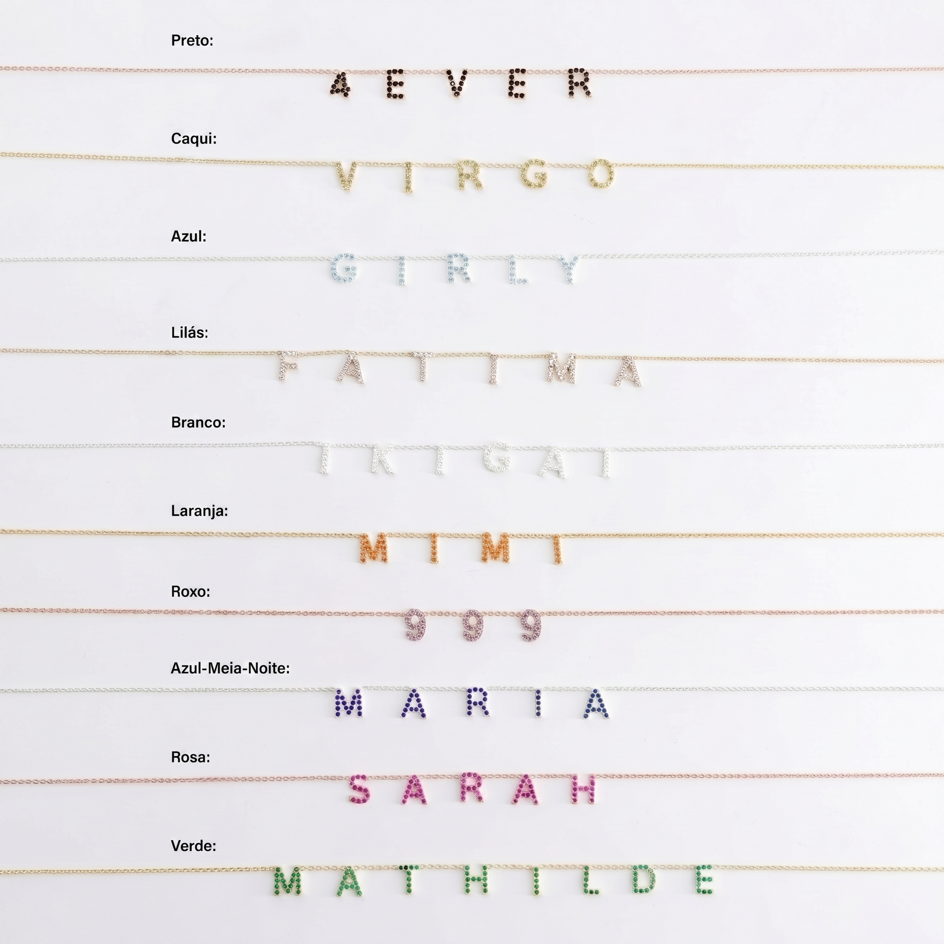 Colar de Nome com Diamantes