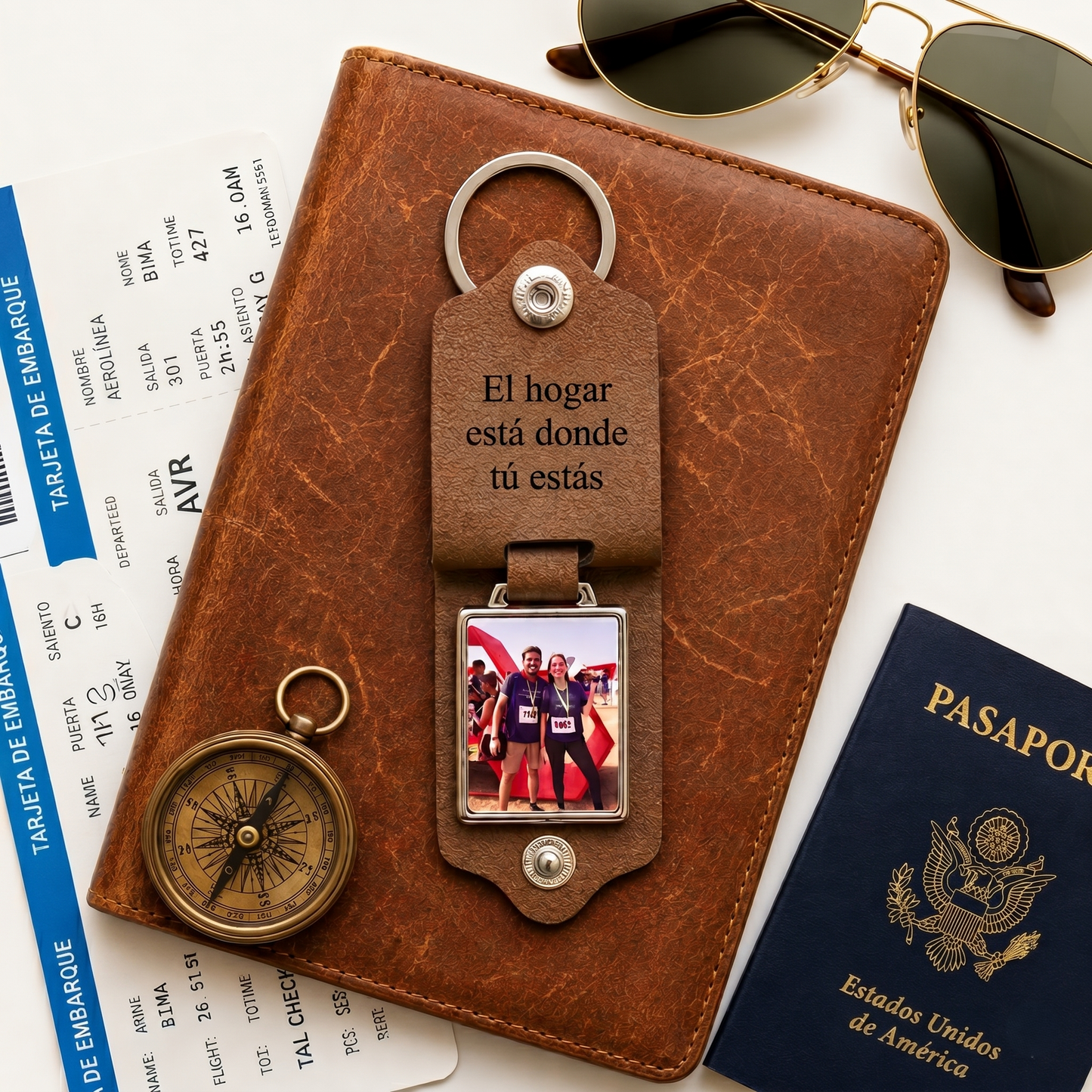 Llavero con foto personalizado y texto grabado