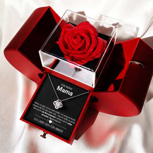 Forever-Halskette in Apfel-Box – Konservierte Rose