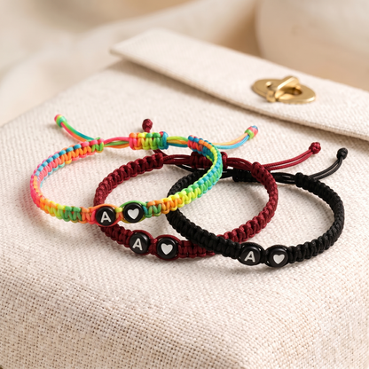 Adjustable Heart & Initial Bracelet
