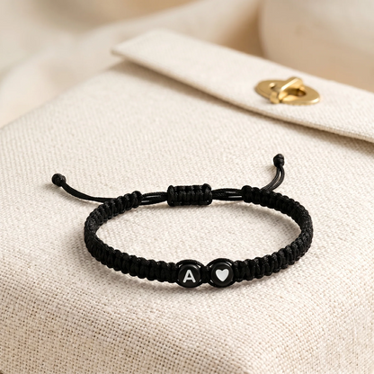 Adjustable Initial & Heart Bracelet