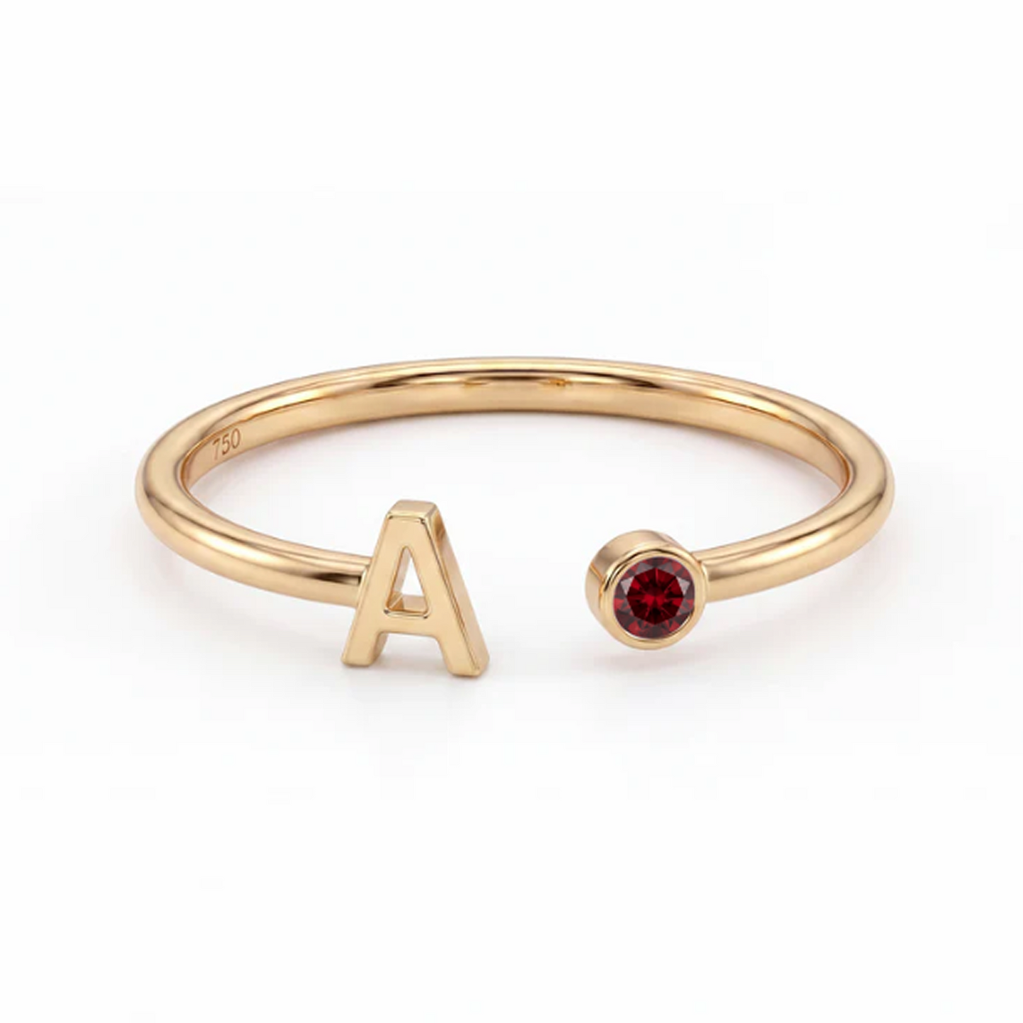 Adjustable Initial  & Birthstone Ring