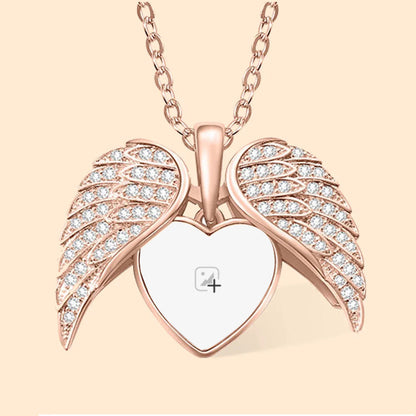 Angel Wings Heart Photo Necklace