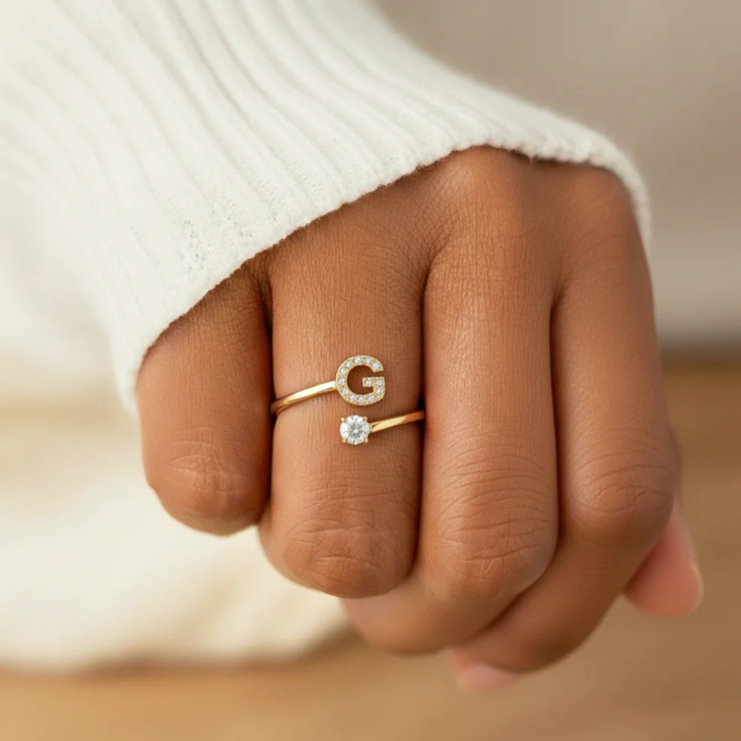 Anillo Ajustable con Inicial