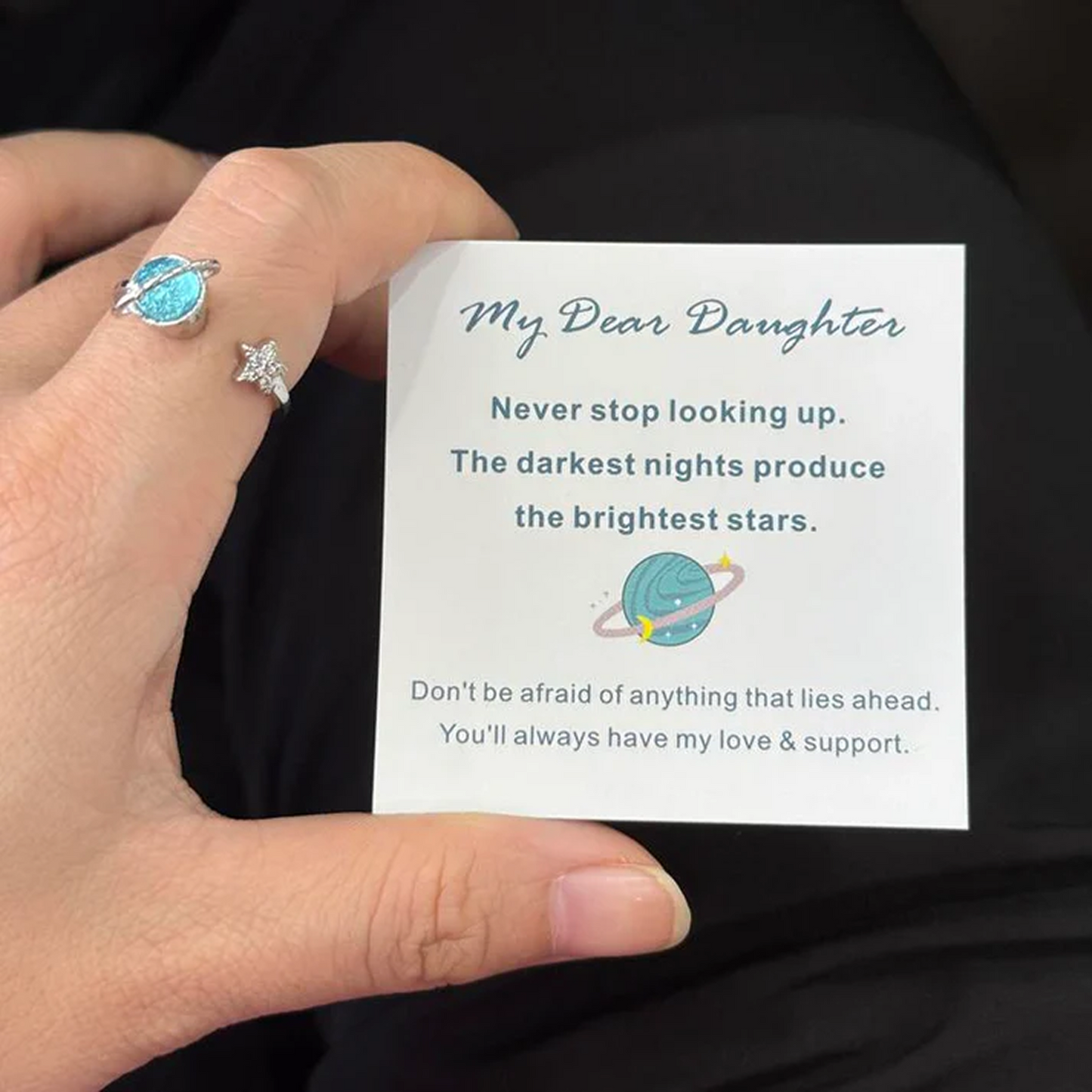 To My Daughter Moon & Star Ring