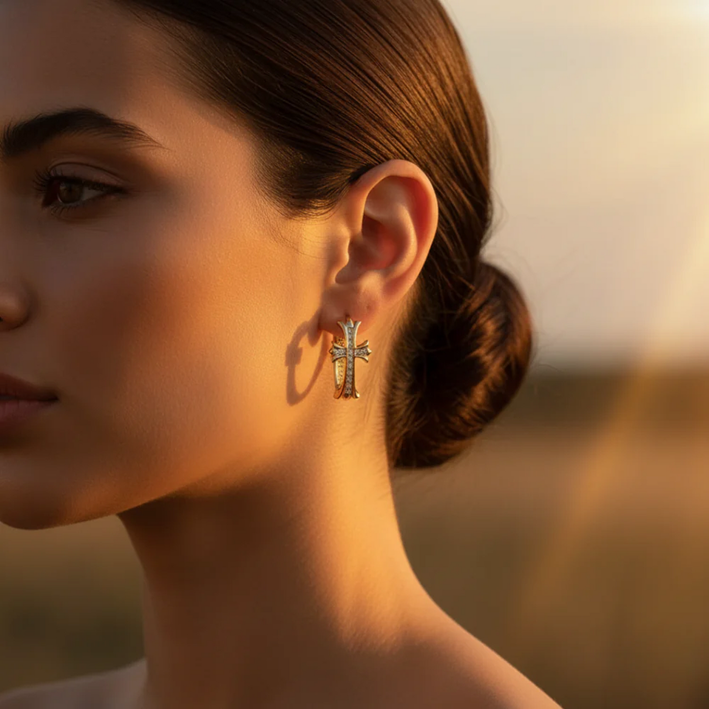 Aros con Colgante de Cruz