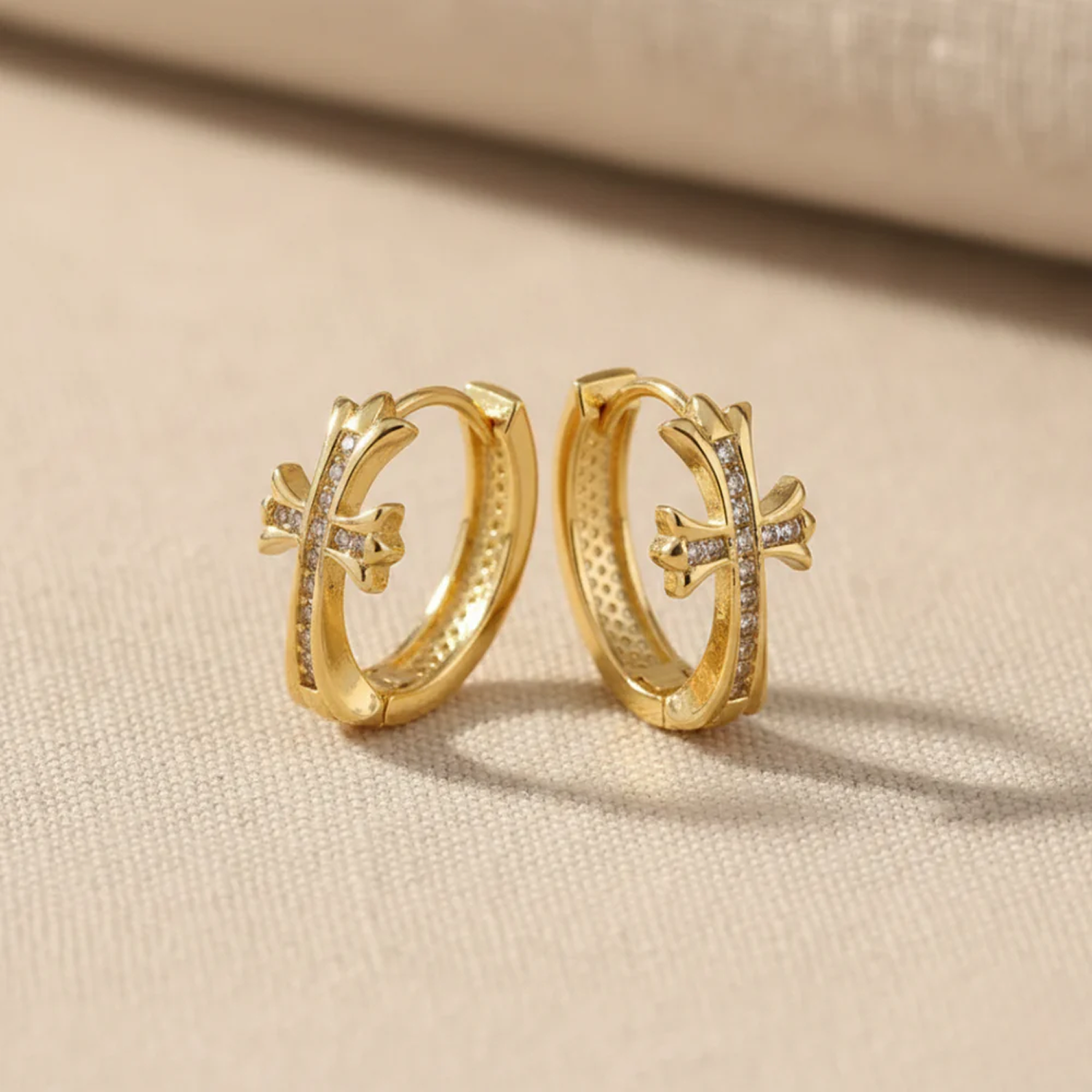 Cross Charm Hoops