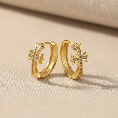 Cross Charm Hoops