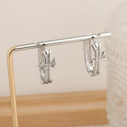 Cross Charm Hoops