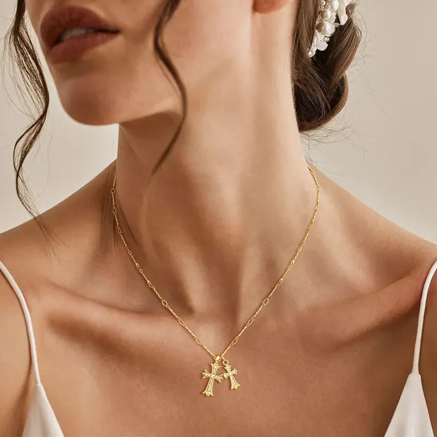 Double Cross Necklace