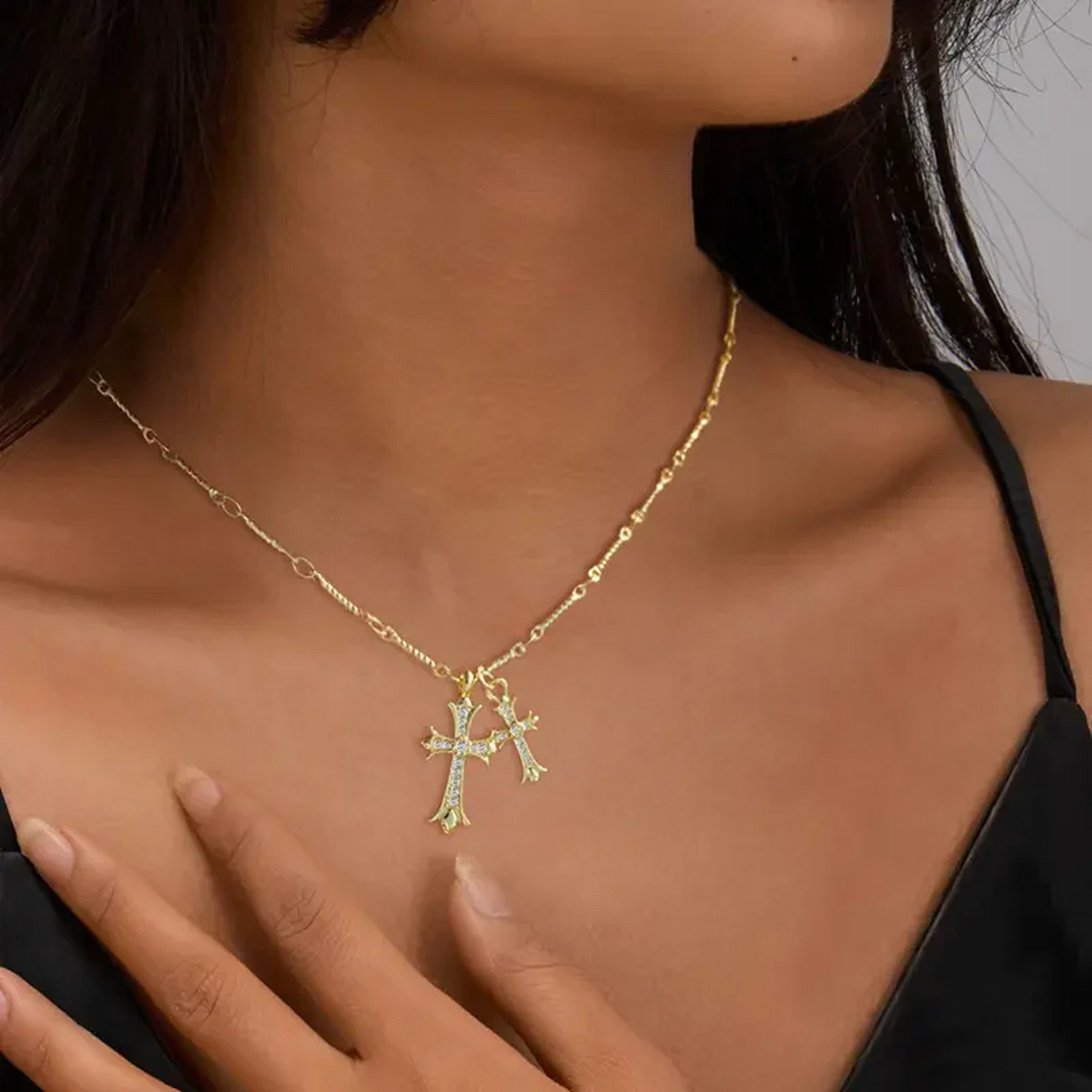 Double Cross Necklace