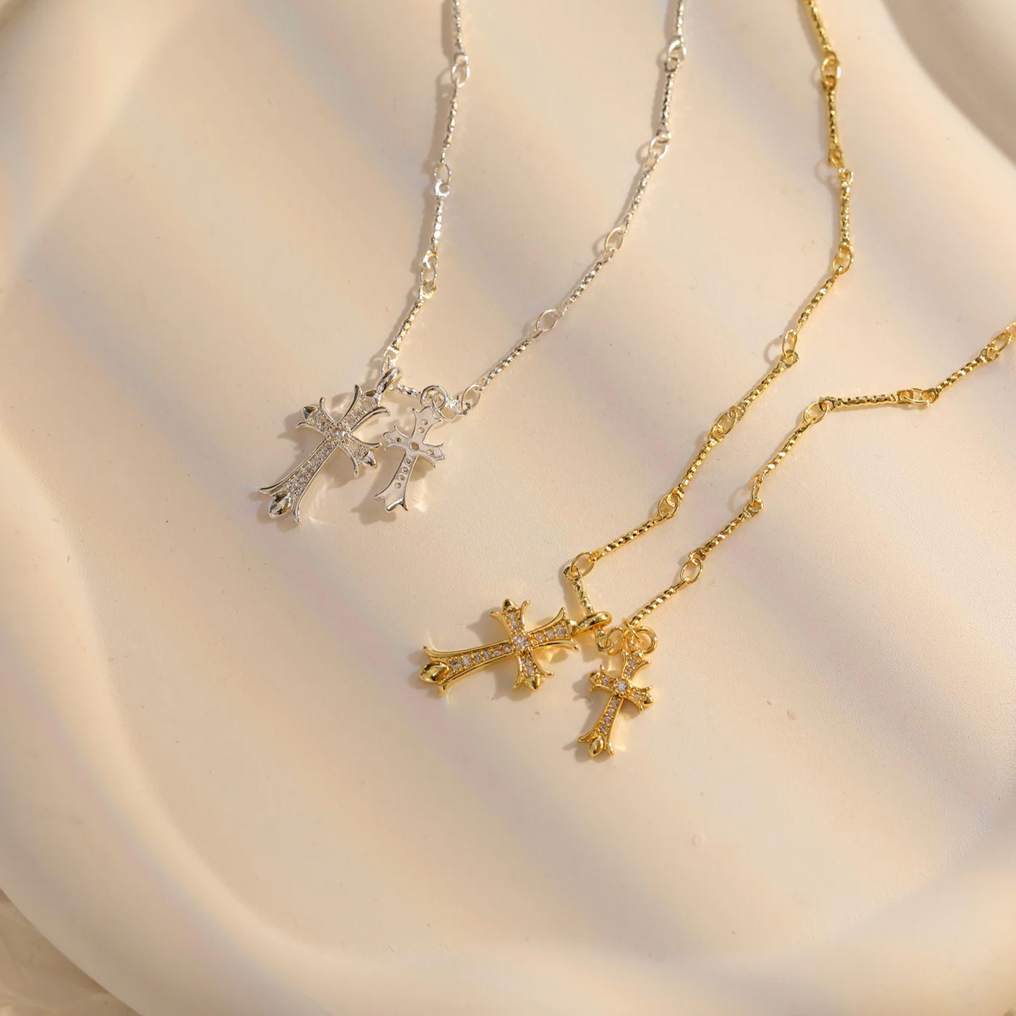 Double Cross Necklace