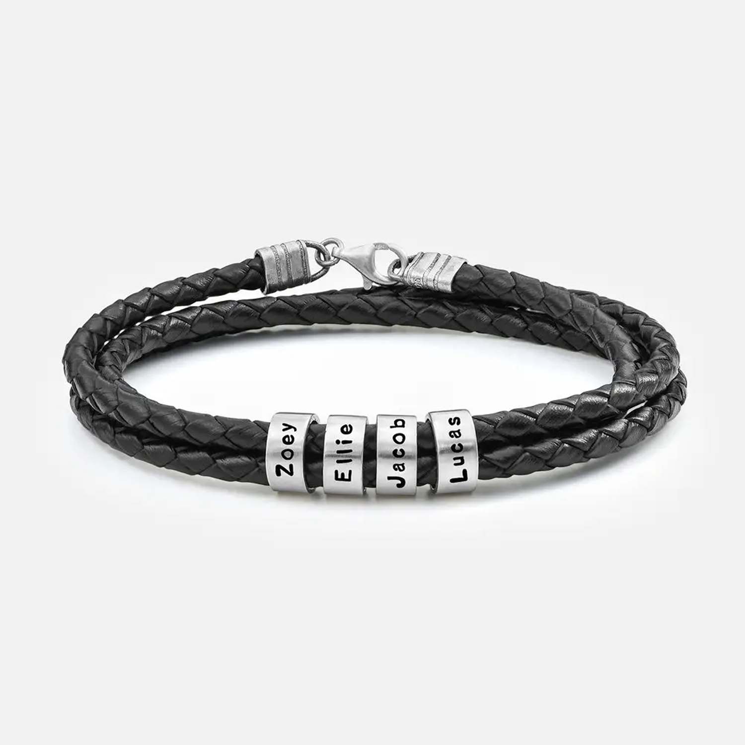 Geflochtenes Lederarmband mit Beads