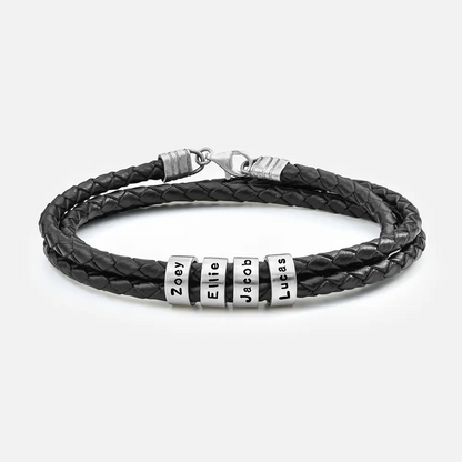 Geflochtenes Lederarmband mit Beads