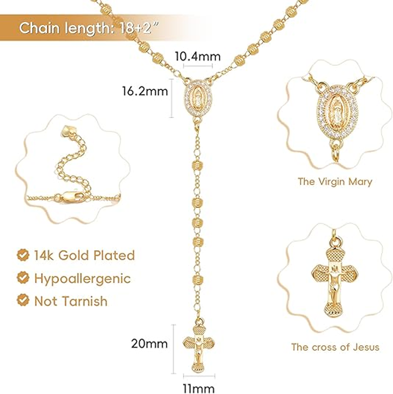 Virgin Mary Cross Necklace