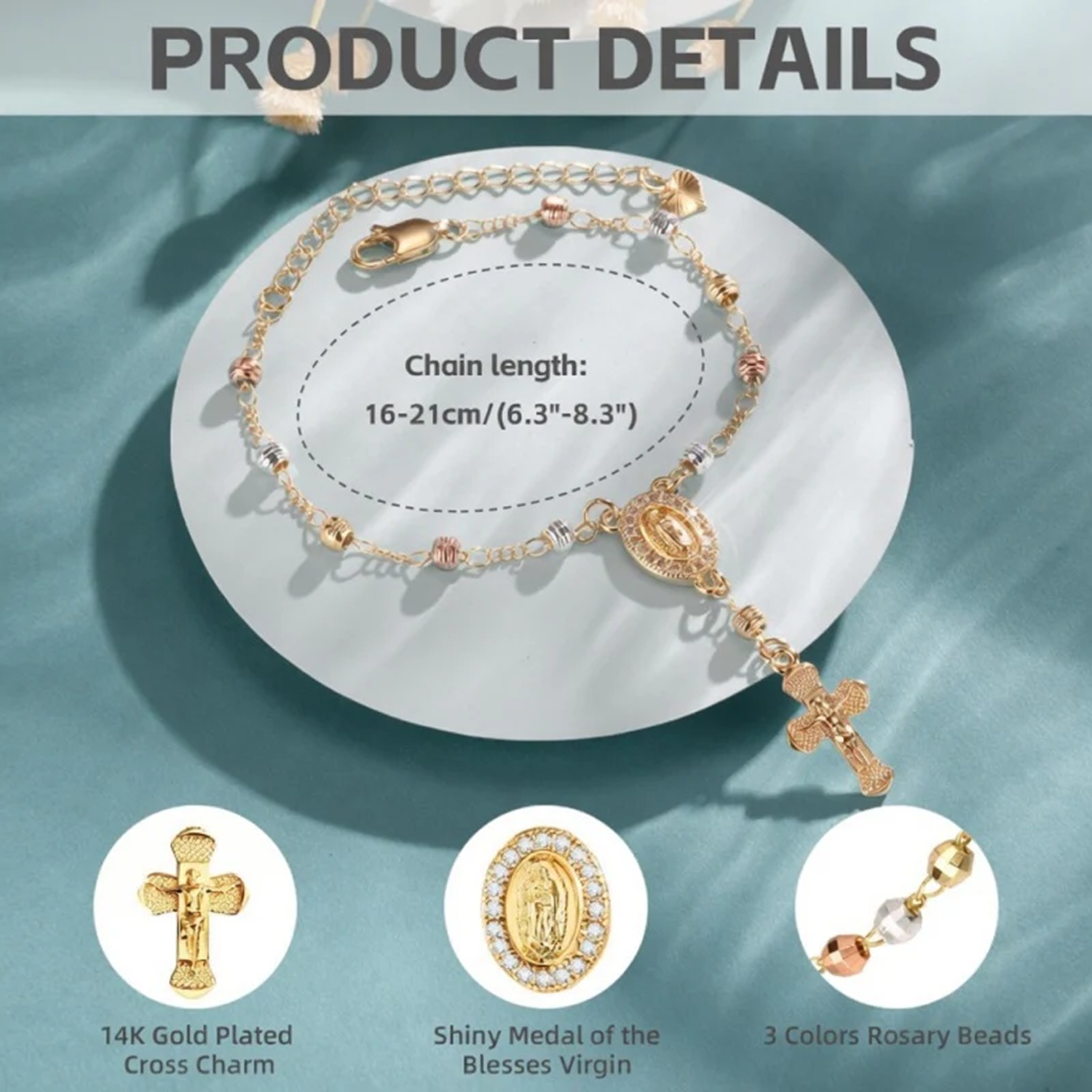 Virgin Mary Cross Bracelet