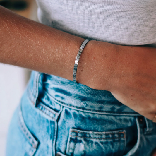 Engraved Silver Cuff Bracelet