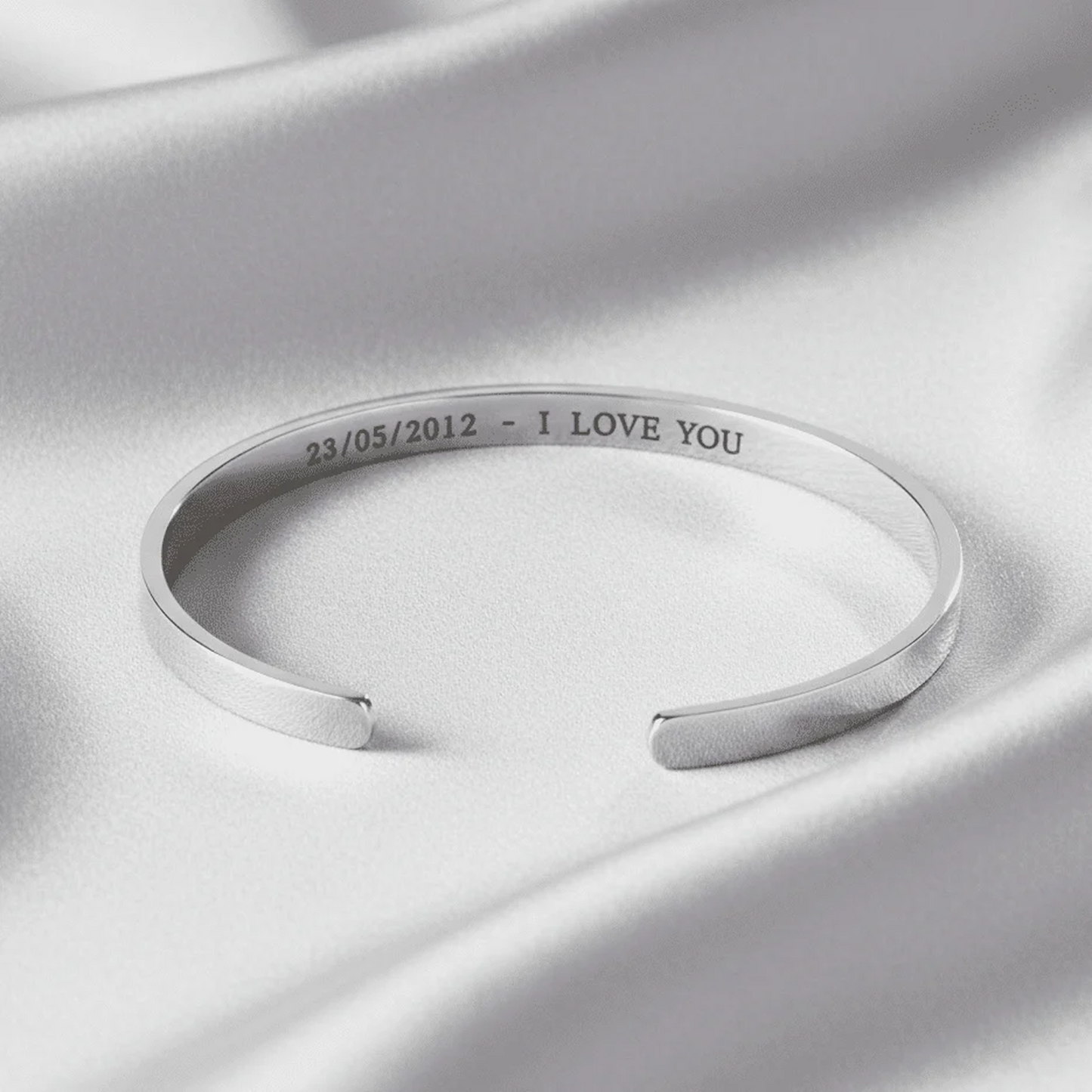 Engraved Silver Cuff Bracelet