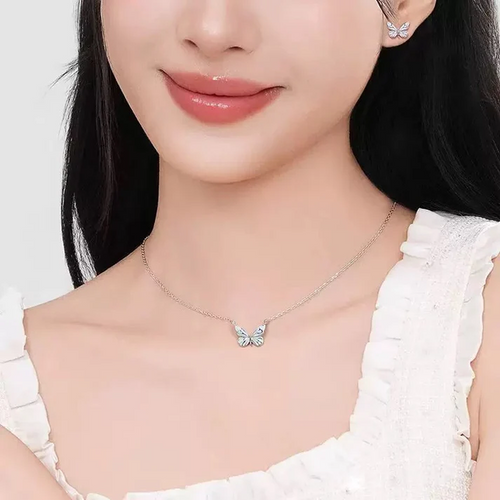 Radiant Blue Butterfly Necklace