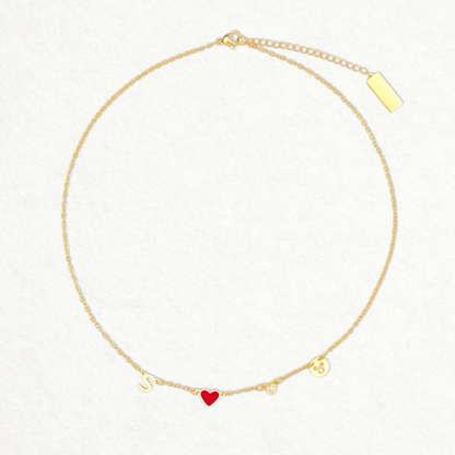 Collar Inicial con Corazón, Piedra y Zodíaco