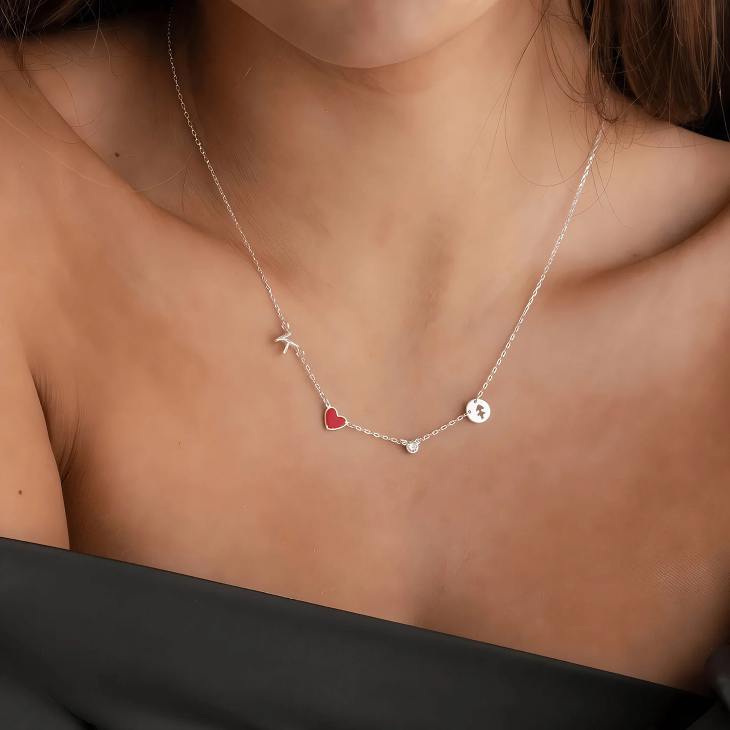 Birthstone & Zodiac Heart Initial Necklace