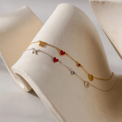 Birthstone & Zodiac Heart Initial Necklace