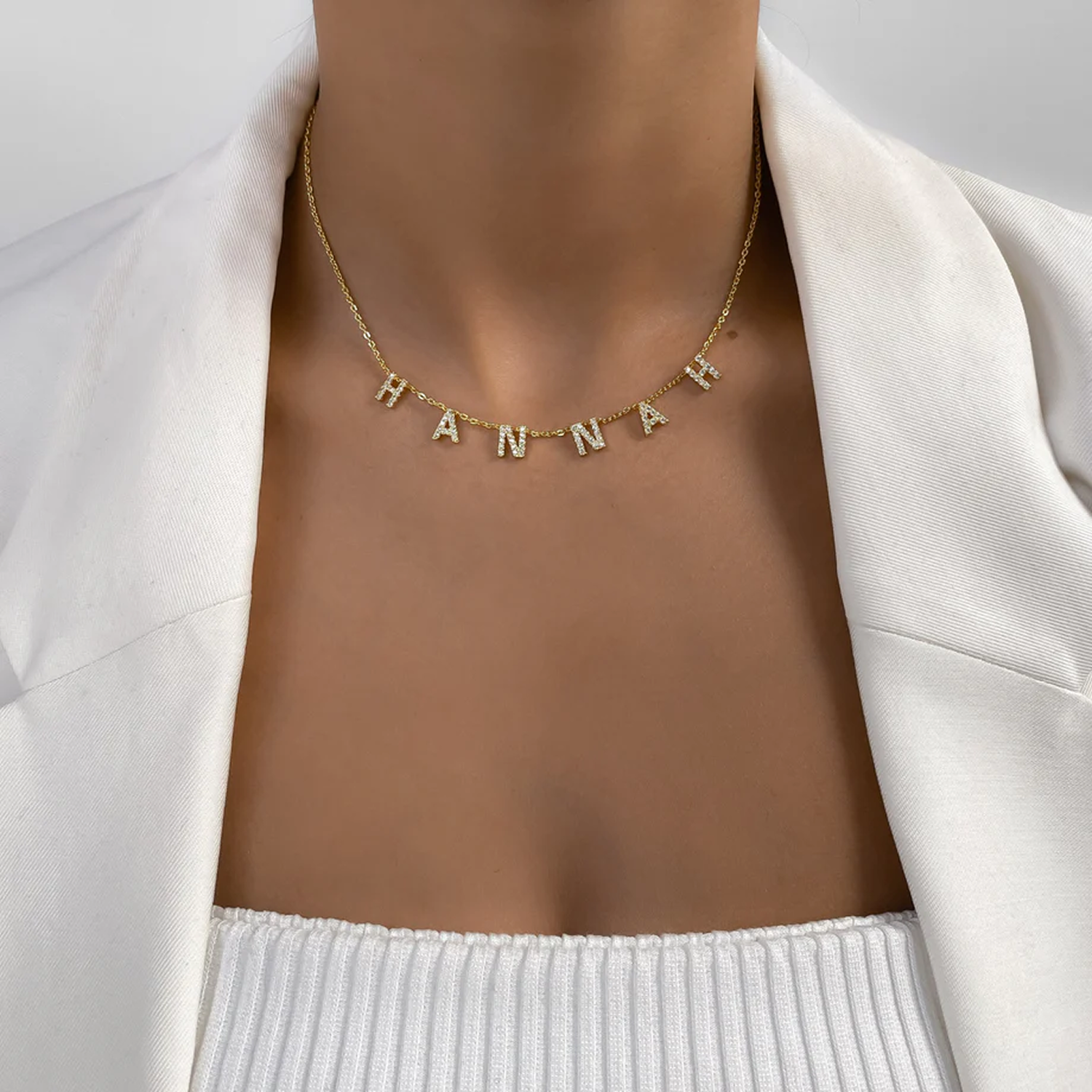 Colar de Nome com Diamantes