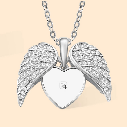 Angel Wings Heart Photo Necklace