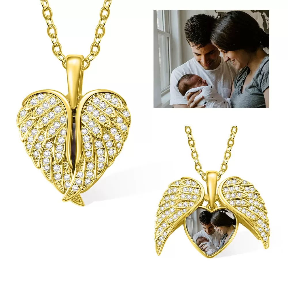 Herz-Fotokette mit Engelsflügeln